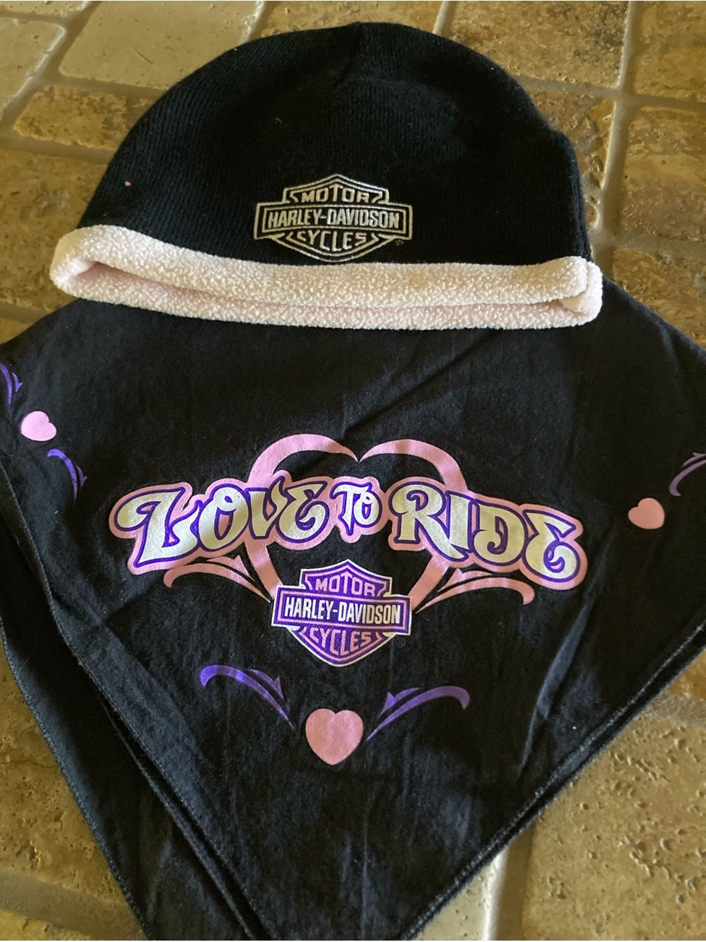 Set of Harley beanie and bandana